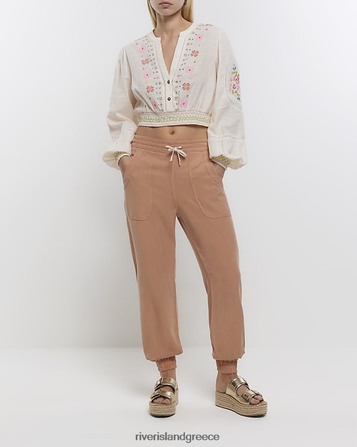 River Island ενδύματα καφέ γυναίκες lyocell τζόγκερ με μανσέτες B6N8X1290