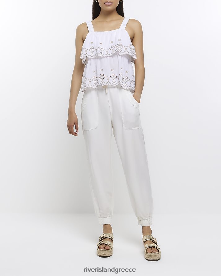 River Island ενδύματα εκρού γυναίκες lyocell τζόγκερ με μανσέτες B6N8X1291