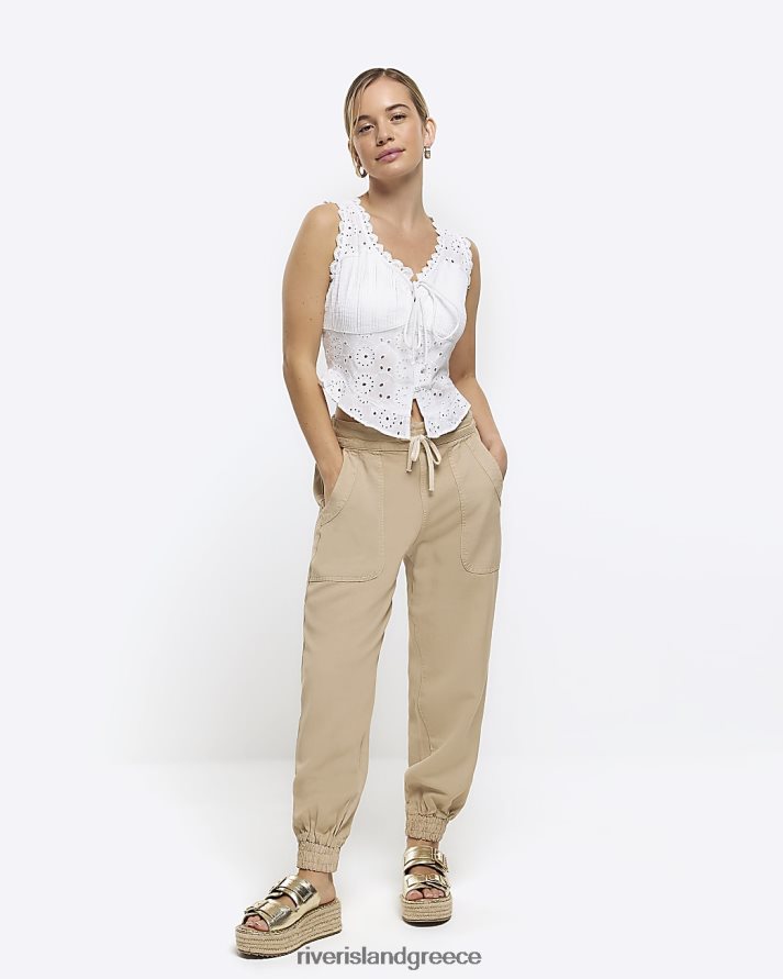 River Island ενδύματα μπεζ γυναίκες petite lyocell με μανσέτες joggers B6N8X5333