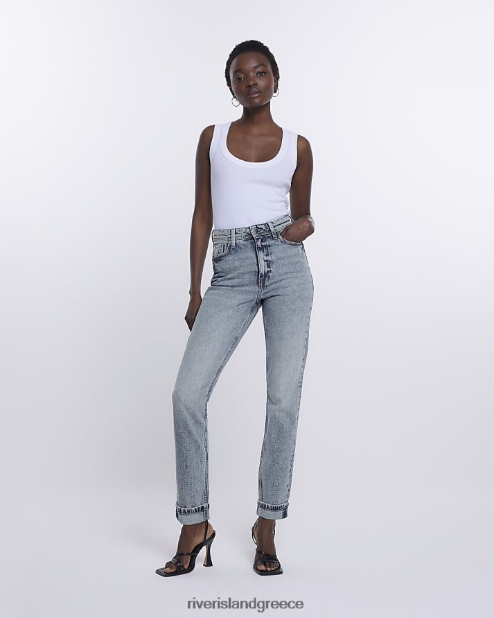 River Island ενδύματα μπλε γυναίκες ψηλό τζιν γλυπτό μαμά B6N8X1950