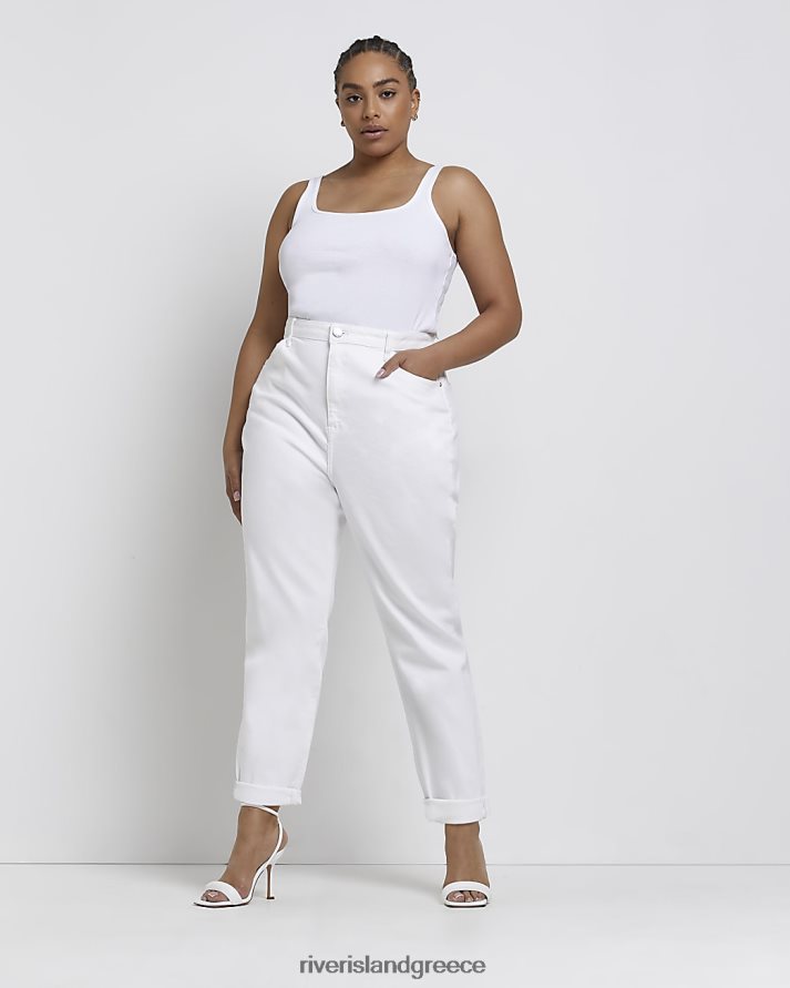 River Island ενδύματα άσπρο γυναίκες συν ψηλόμεσο μαμά τζιν B6N8X2253