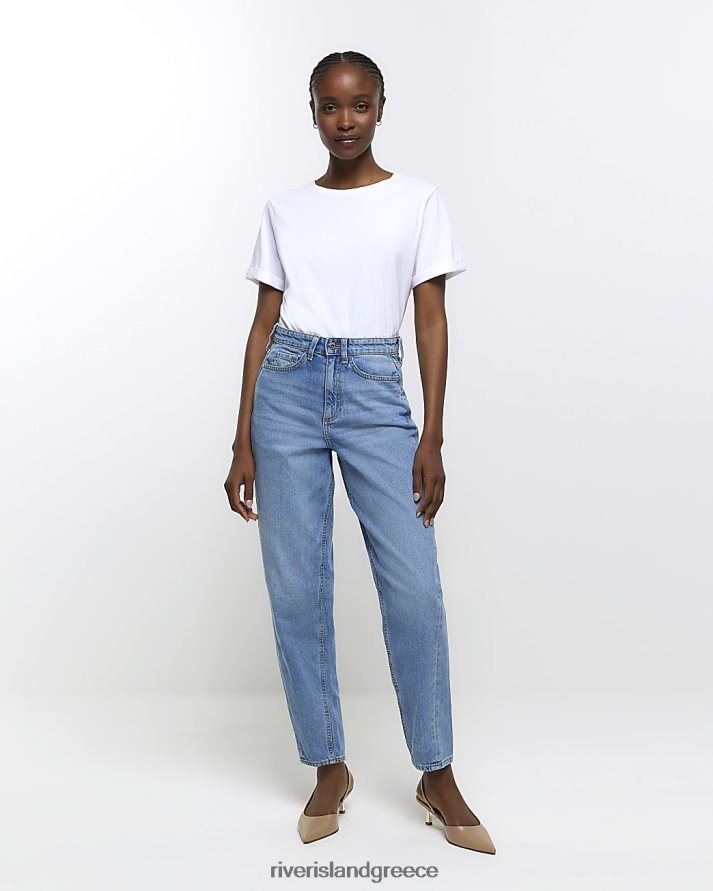 River Island ενδύματα μπλε γυναίκες ψηλόμεσο κωνικό τζιν B6N8X3783