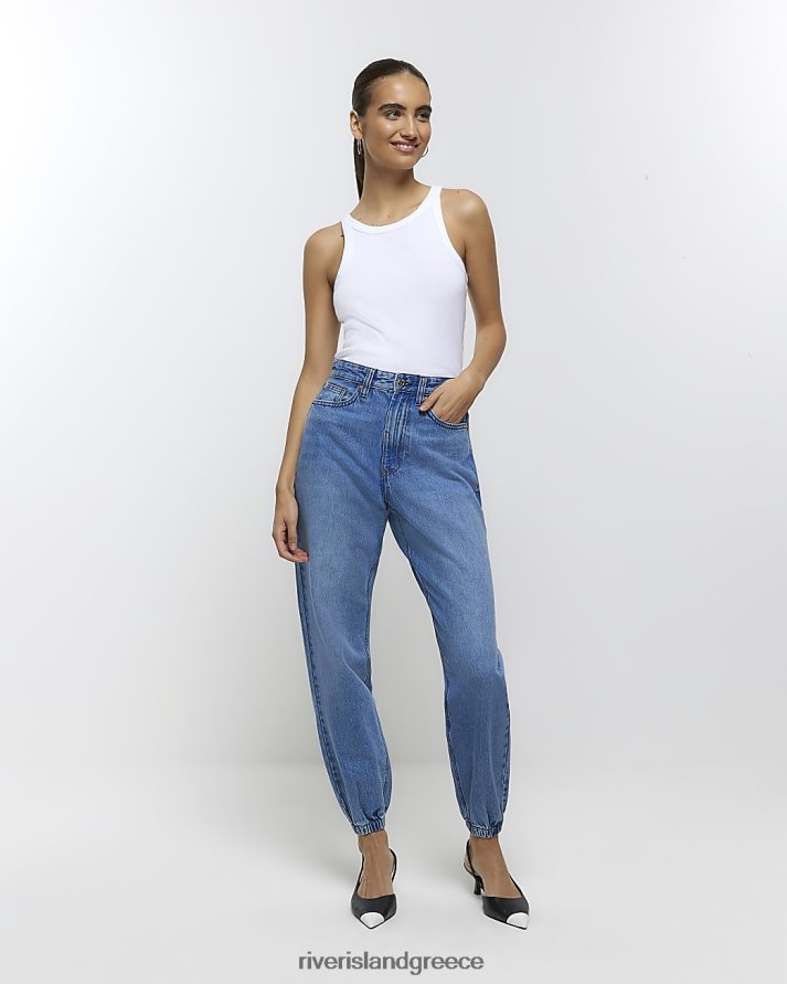 River Island ενδύματα μπλε γυναίκες ψηλόμεσο χαλαρό ίσιο τζιν B6N8X3910