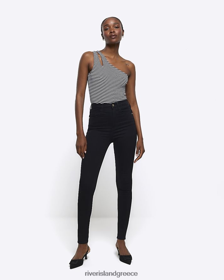 River Island ενδύματα μαύρος γυναίκες ψηλό ανάγλυφο στενό τζιν B6N8X4022
