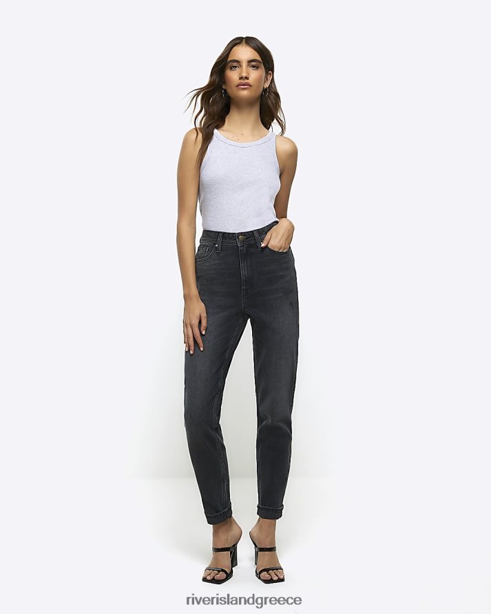 River Island ενδύματα μαύρος γυναίκες ψηλόμεσο μαμά τζιν B6N8X4247