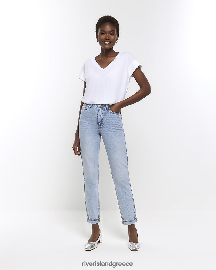 River Island ενδύματα μπλε γυναίκες ψηλόμεσο τζιν μαμά B6N8X4300