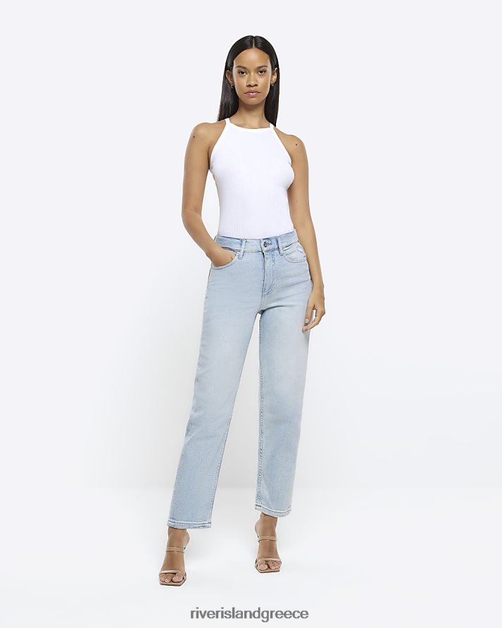 River Island ενδύματα μπλε γυναίκες ψηλό ίσιο τζιν B6N8X4479