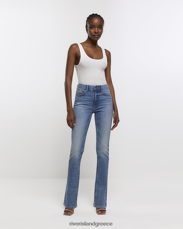 River Island ενδύματα μπλε γυναίκες ξεθωριασμένο μεσαίο λεπτό τζιν σε ίσιο πόδι B6N8X4568