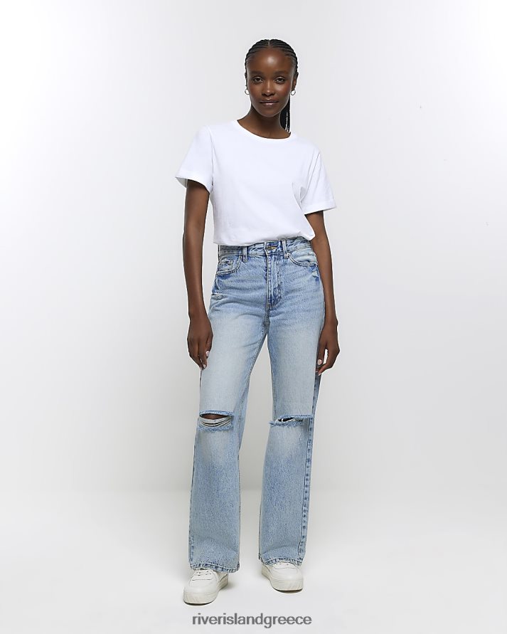River Island ενδύματα τζην γυναίκες ψηλόμεσο χαλαρό ίσιο τζιν B6N8X5