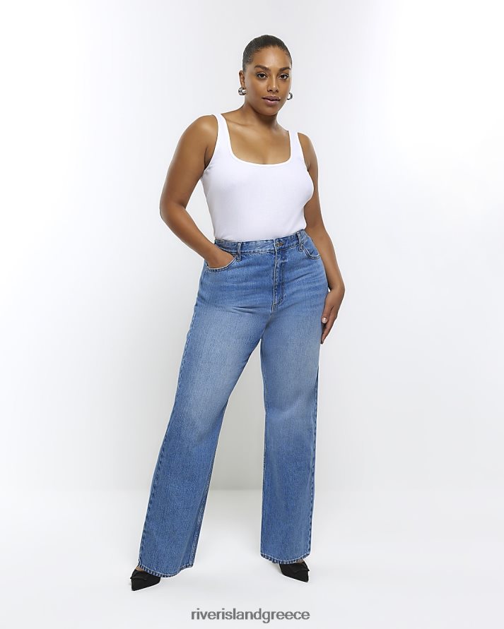 River Island ενδύματα μπλε γυναίκες συν ένα ψηλόμεσο ίσιο τζιν B6N8X5109