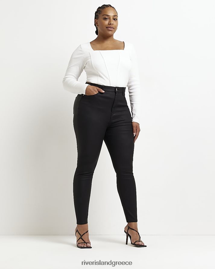 River Island ενδύματα μαύρος γυναίκες συν με ψηλόμεσο στενό τζιν με επένδυση B6N8X5133