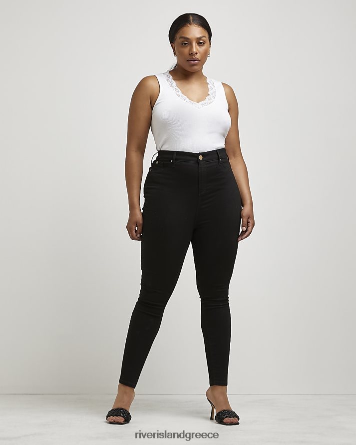 River Island ενδύματα μαύρος γυναίκες συν ψηλόμεσο στενό τζιν B6N8X5150