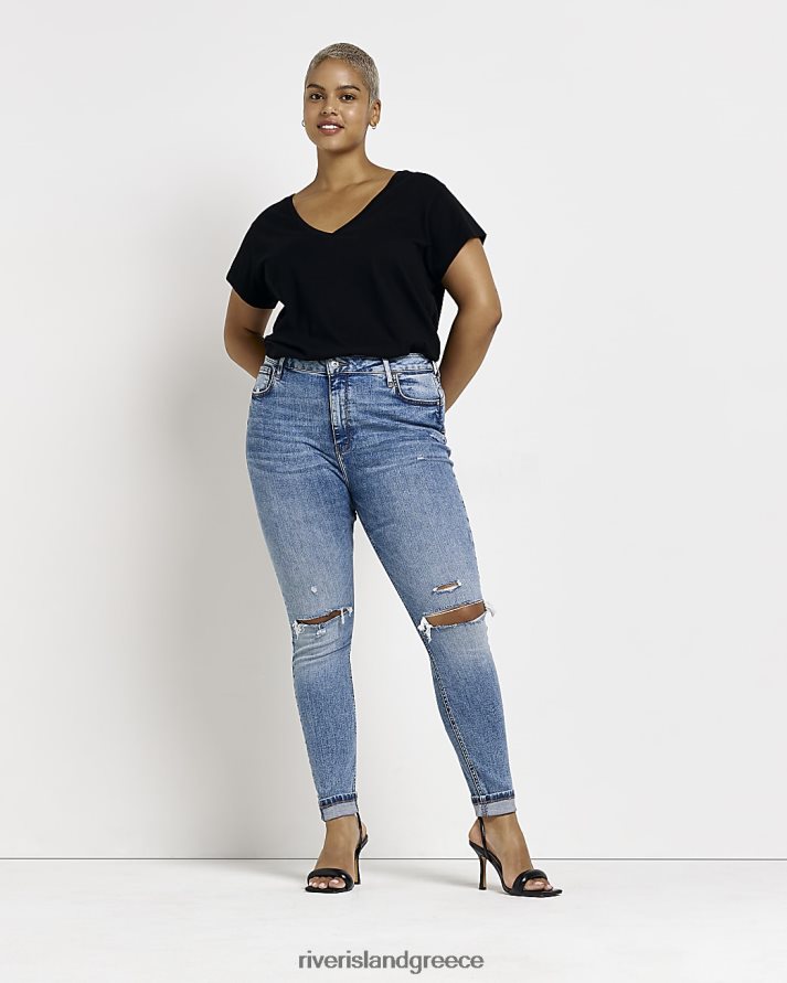 River Island ενδύματα μπλε γυναίκες συν σκισμένο αλήτη σμιλεμένο στενό τζιν B6N8X5211
