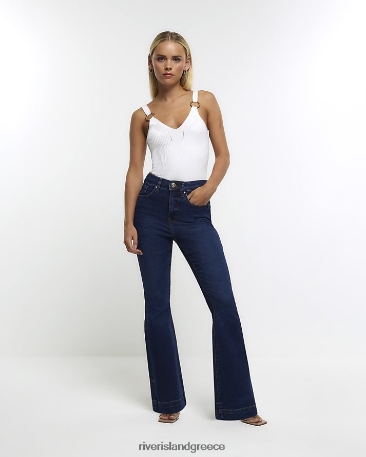 River Island ενδύματα μπλε γυναίκες μικροκαμωμένο ψηλόμεσο τζιν B6N8X5236