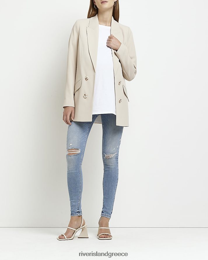 River Island ενδύματα μπλε γυναίκες μεσαίο σκισμένο στενό τζιν μητρότητας B6N8X5350