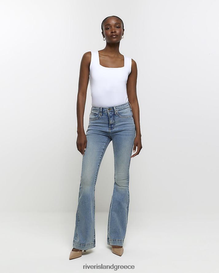 River Island ενδύματα μπλε γυναίκες ψηλόμεσο τζιν που κρατά την κοιλιά B6N8X538