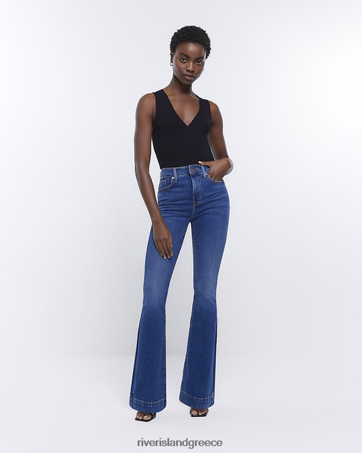 River Island ενδύματα μπλε γυναίκες ψηλόμεσο τζιν που κρατά την κοιλιά B6N8X539