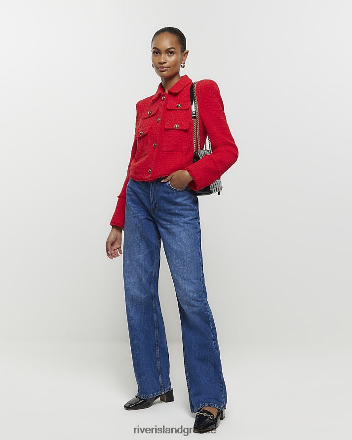 River Island ενδύματα μπλε γυναίκες ψηλόμεσο χαλαρό ίσιο τζιν B6N8X6