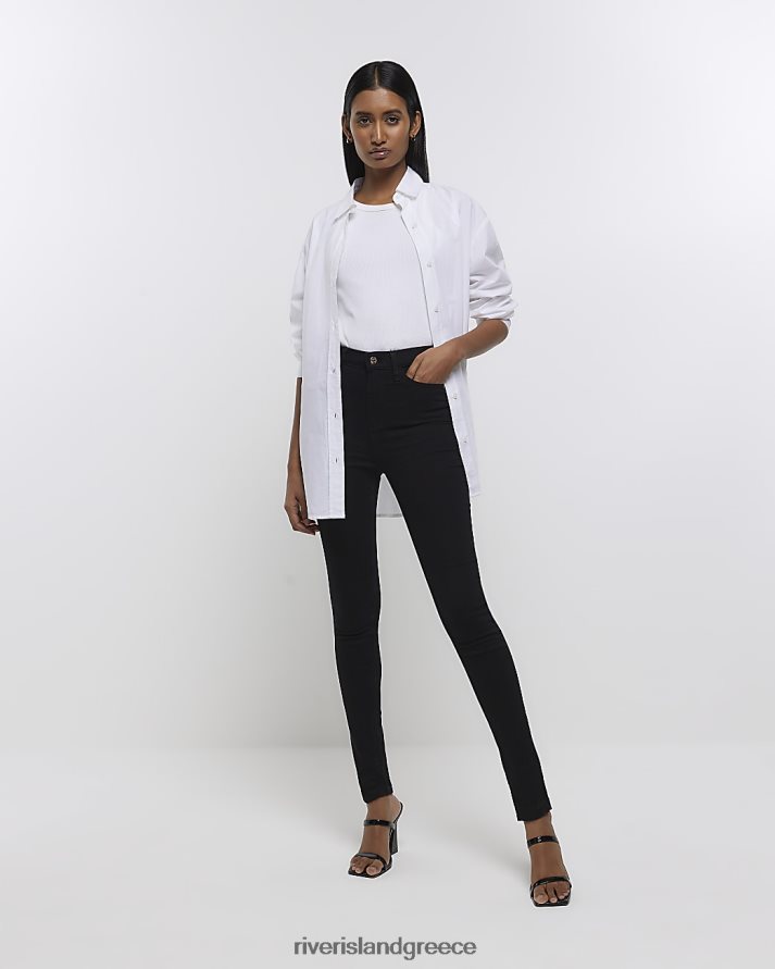 River Island ενδύματα μαύρος γυναίκες ψηλόμεσο στενό τζιν B6N8X910