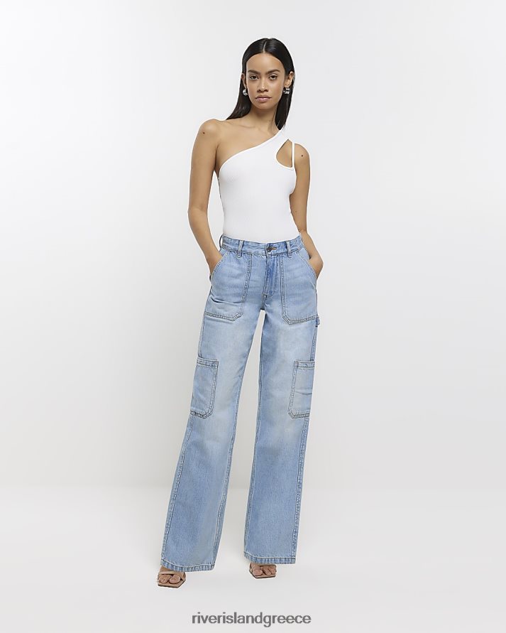 River Island ενδύματα μπλε γυναίκες ψηλόμεσο φαρδύ τζιν cargo B6N8X4697