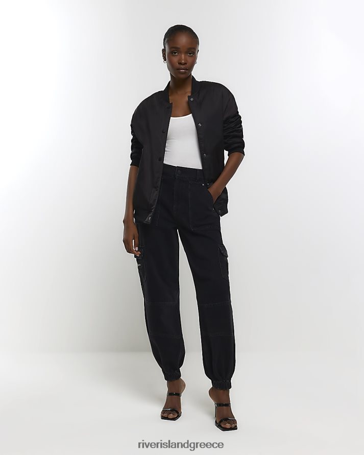 River Island ενδύματα μαύρος γυναίκες τζιν cargo με μανσέτες B6N8X922