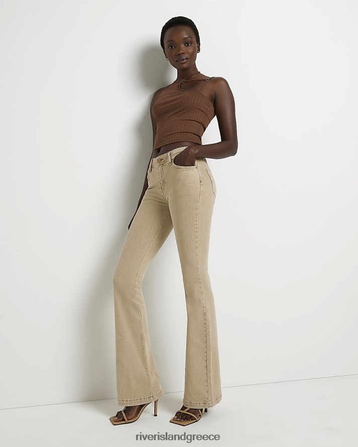 River Island ενδύματα μπεζ γυναίκες ψηλόμεσο flare τζιν B6N8X1974