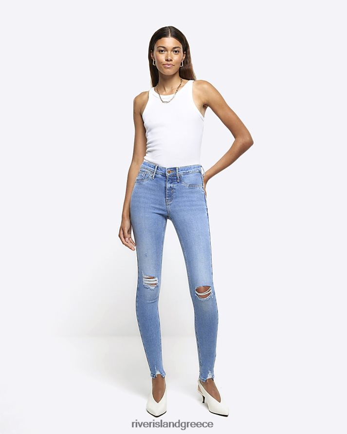 River Island ενδύματα μπλε γυναίκες μεσόγεια σκισμένα αλήτης γλυπτά jeggings B6N8X4053