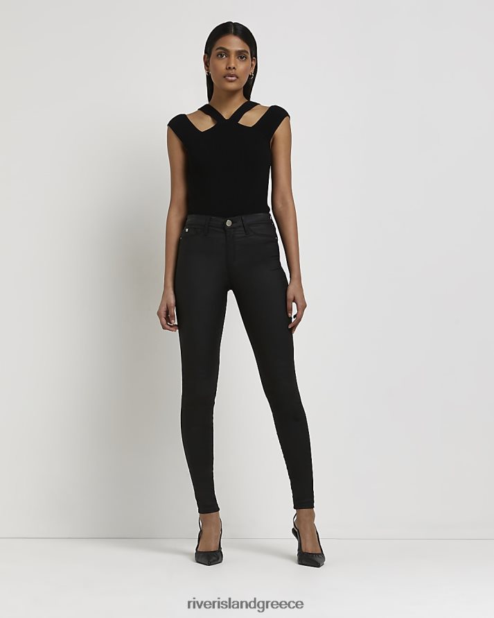 River Island ενδύματα μαύρος γυναίκες ψηλό στενό τζιν με επικάλυψη molly B6N8X4743