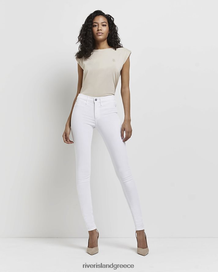 River Island ενδύματα άσπρο γυναίκες ψηλό molly ψηλό σούπερ στενό τζιν B6N8X4984
