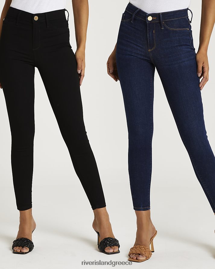 River Island ενδύματα μαύρος γυναίκες πολυσυσκευασία στενό τζιν μεσαίου ύψους molly B6N8X5022