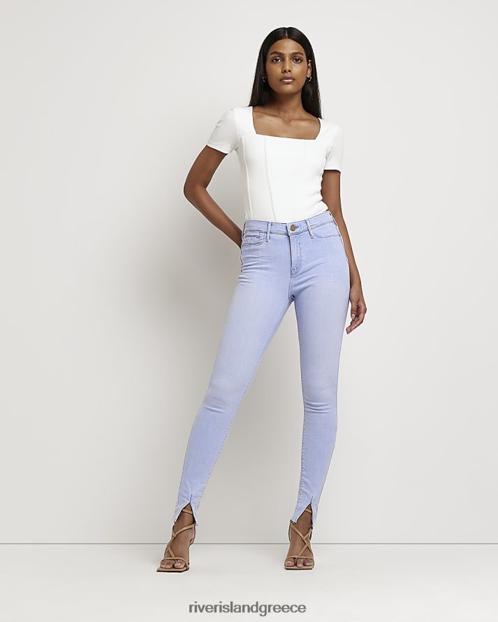 River Island ενδύματα μπλε γυναίκες molly ψηλόμεσο αλήτη σμιλεμένο στενό τζιν B6N8X517