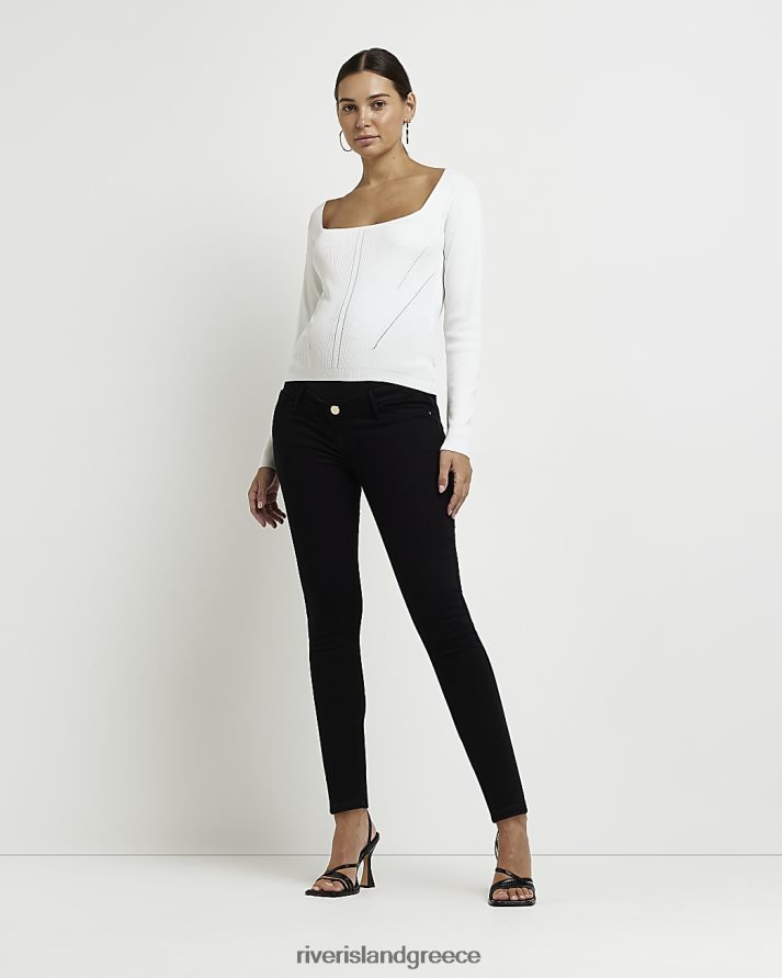 River Island ενδύματα μαύρος γυναίκες molly μεσαίου ύψους skinny τζιν εγκυμοσύνης B6N8X5346
