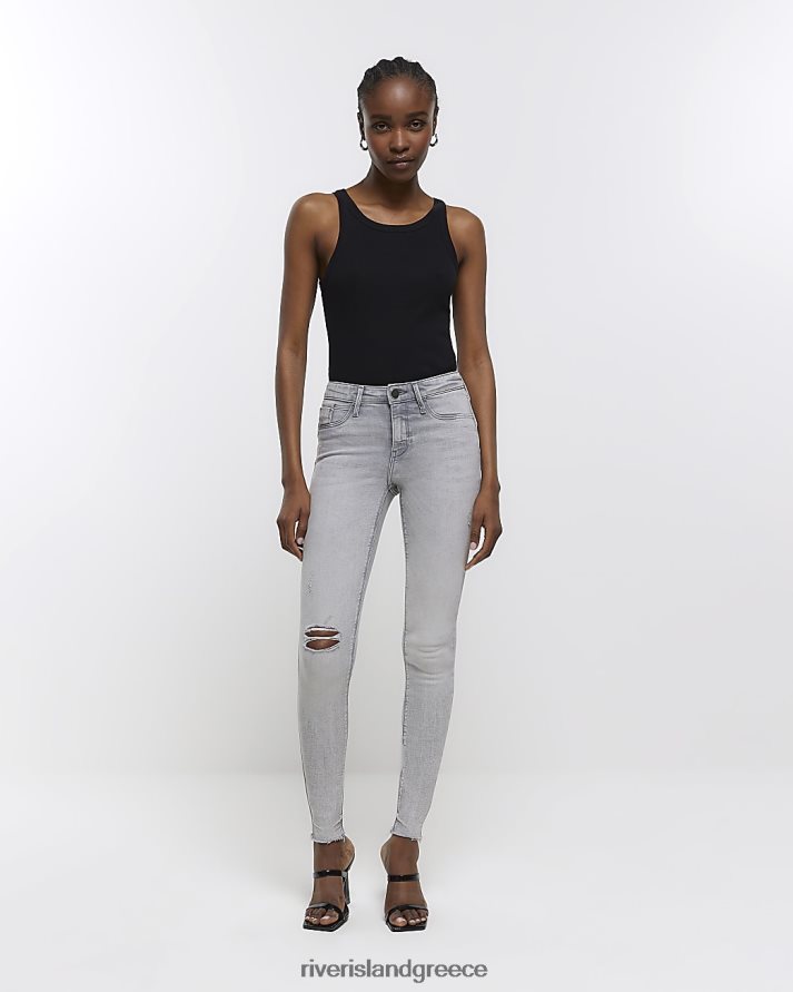 River Island ενδύματα γκρί γυναίκες σκισμένο molly super skinny τζιν B6N8X4603