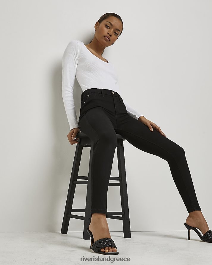 River Island ενδύματα μαύρος γυναίκες petite molly ψηλό στενό τζιν B6N8X5320