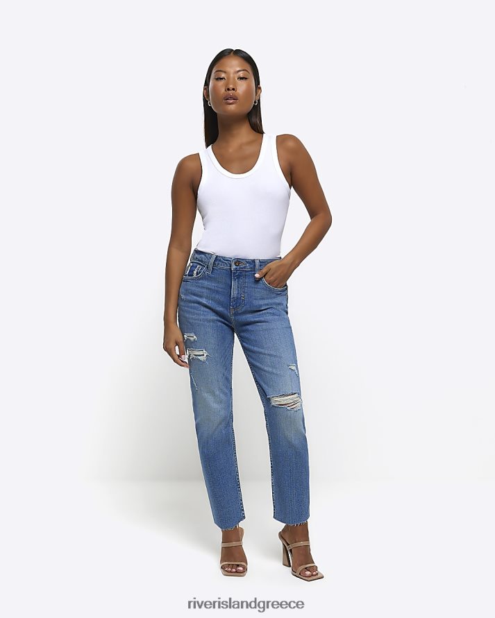 River Island ενδύματα μπλε γυναίκες petite slim ίσιο σκισμένο τζιν B6N8X5248