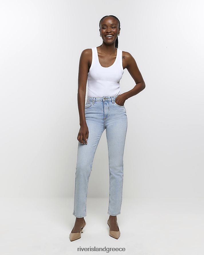 River Island ενδύματα μπλε γυναίκες ίσιο τζιν με ψηλόμεσο slim fit B6N8X4530