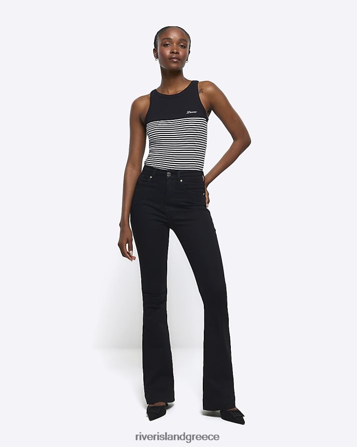 River Island ενδύματα μαύρος γυναίκες τζιν tummy tech flare B6N8X4039