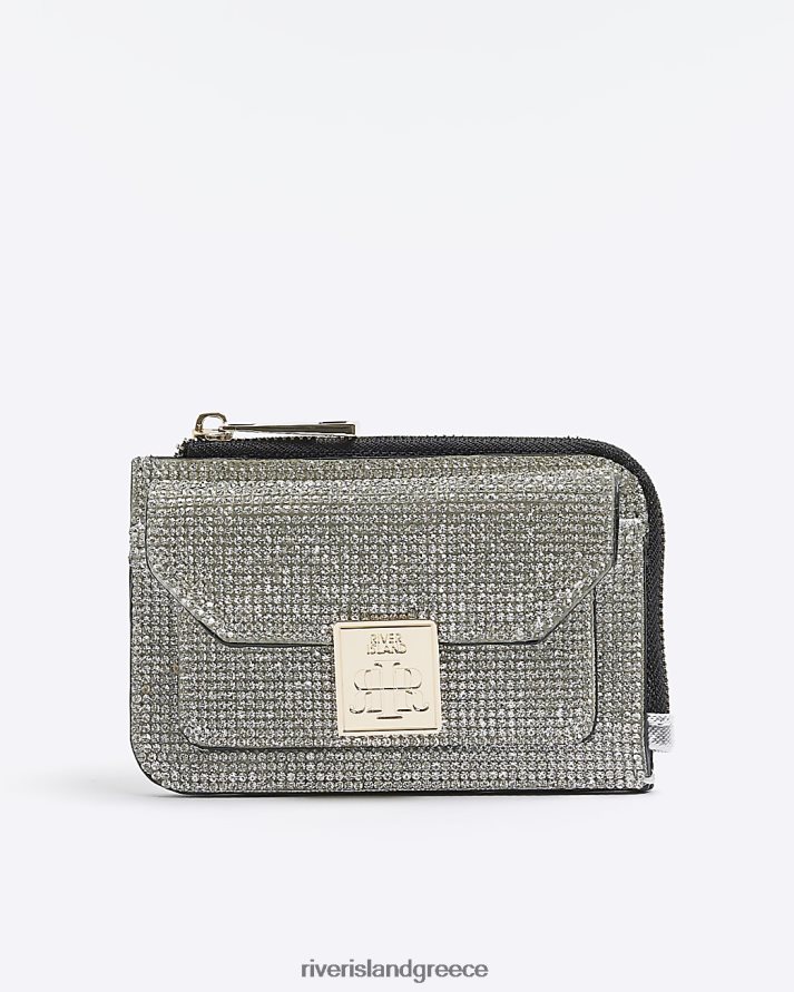 River Island αξεσουάρ ασήμι γυναίκες μεταλλική διακοσμημένη θήκη για κάρτες B6N8X4388