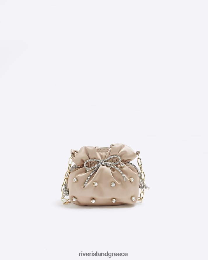 River Island αξεσουάρ ροζ γυναίκες σατέν τσαντάκι με κορδόνι B6N8X1484