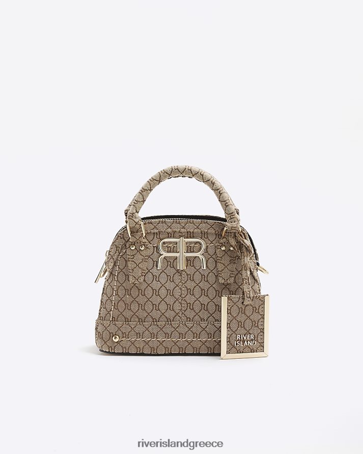 River Island αξεσουάρ μπεζ γυναίκες ζακάρ ρι μονόγραμμα μίνι τσάντα βραστήρα B6N8X343