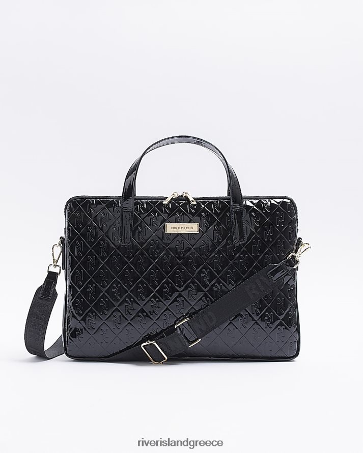 River Island αξεσουάρ μαύρος γυναίκες τσάντα φορητού υπολογιστή με ανάγλυφη πατέντα B6N8X4353
