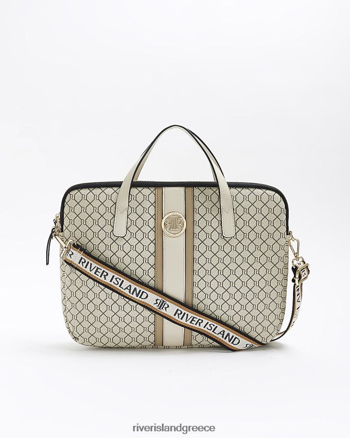 River Island αξεσουάρ μπεζ γυναίκες Θήκη για φορητό υπολογιστή ri monogram B6N8X1398