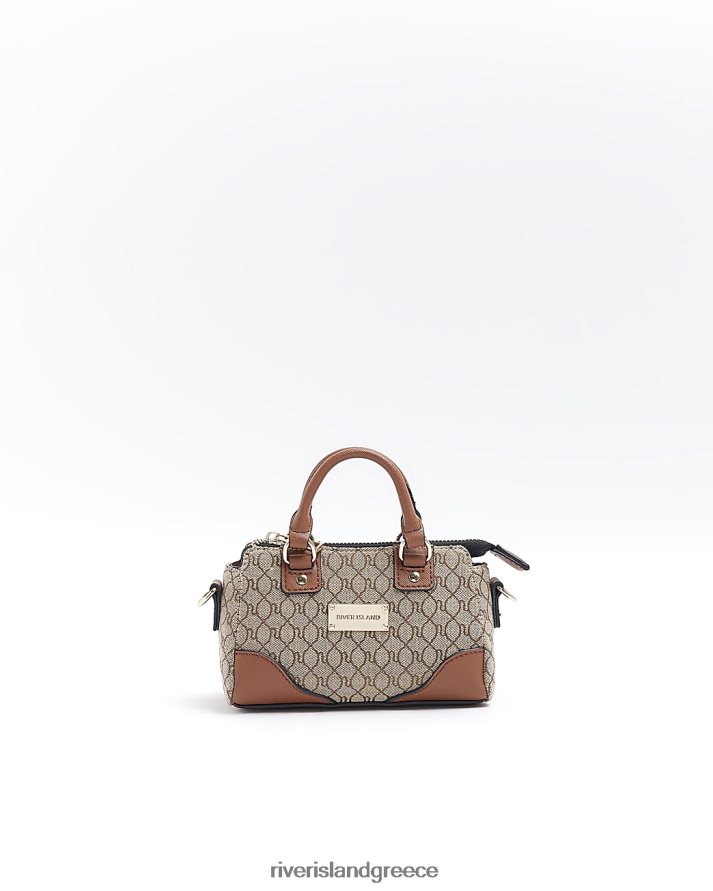 River Island αξεσουάρ μπεζ γυναίκες ri monogram mini bowler bag B6N8X558