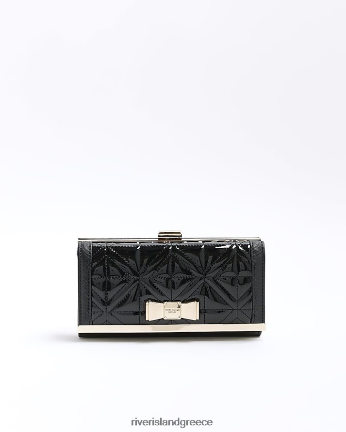 River Island αξεσουάρ μαύρος γυναίκες πορτοφόλι με καπιτονέ φιόγκο B6N8X4088