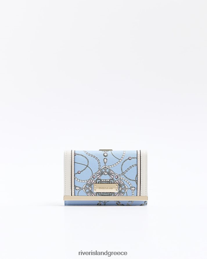 River Island αξεσουάρ μπλε γυναίκες Πορτοφόλι με κλιπ με στάμπα κασκόλ B6N8X4449