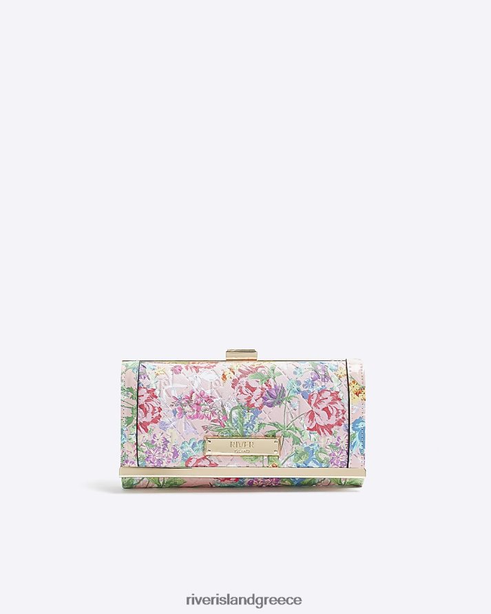 River Island αξεσουάρ ροζ γυναίκες λουλουδάτο πορτοφόλι με κλιπ B6N8X486