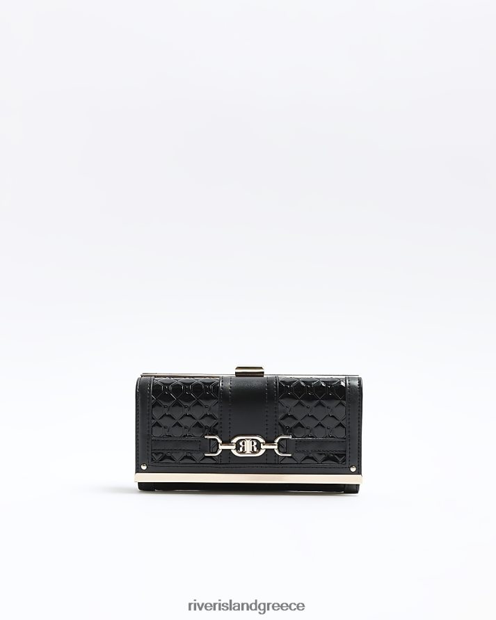 River Island αξεσουάρ μαύρος γυναίκες καπιτονέ κλιπ τσαντάκι B6N8X489