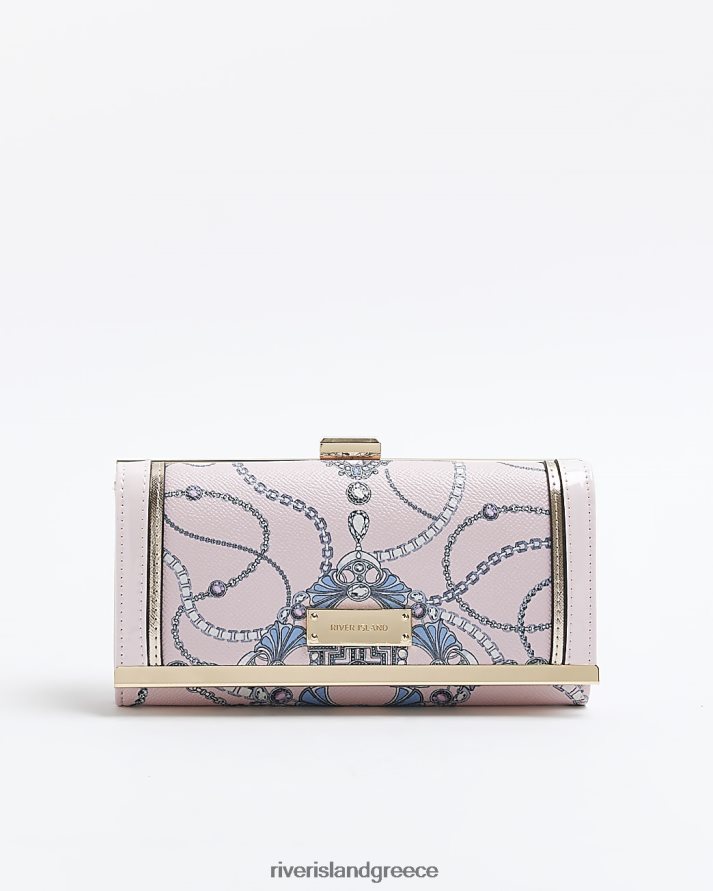 River Island αξεσουάρ ροζ γυναίκες Πορτοφόλι με κλιπ με στάμπα κασκόλ B6N8X491