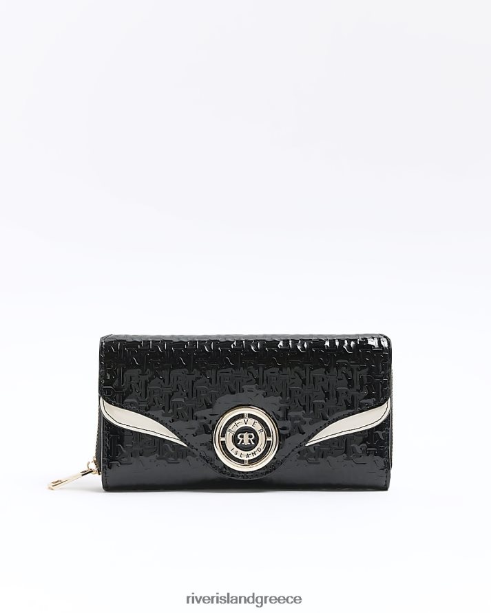 River Island αξεσουάρ μαύρος γυναίκες πορτοφόλι με ανάγλυφο δίπλωμα ευρεσιτεχνίας B6N8X846