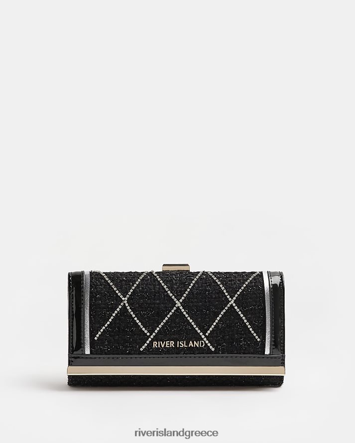 River Island αξεσουάρ μαύρος γυναίκες διακοσμητικό πορτοφόλι boucle diamante B6N8X4430